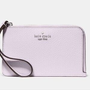 Kate Spade Lucy Crinkle Patent Medium L-zip Lilac Moonlight Wristlet
